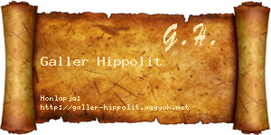 Galler Hippolit névjegykártya
